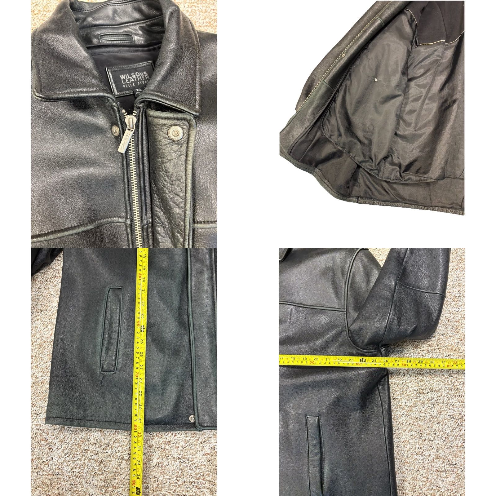 Vintage VINTAGE Pelle Studio Leather Jacket Mid-Length XL Black Zip Lined Thermal Windproof Biker Style Mens Size US XL / EU 56 / 4 - 8 Thumbnail