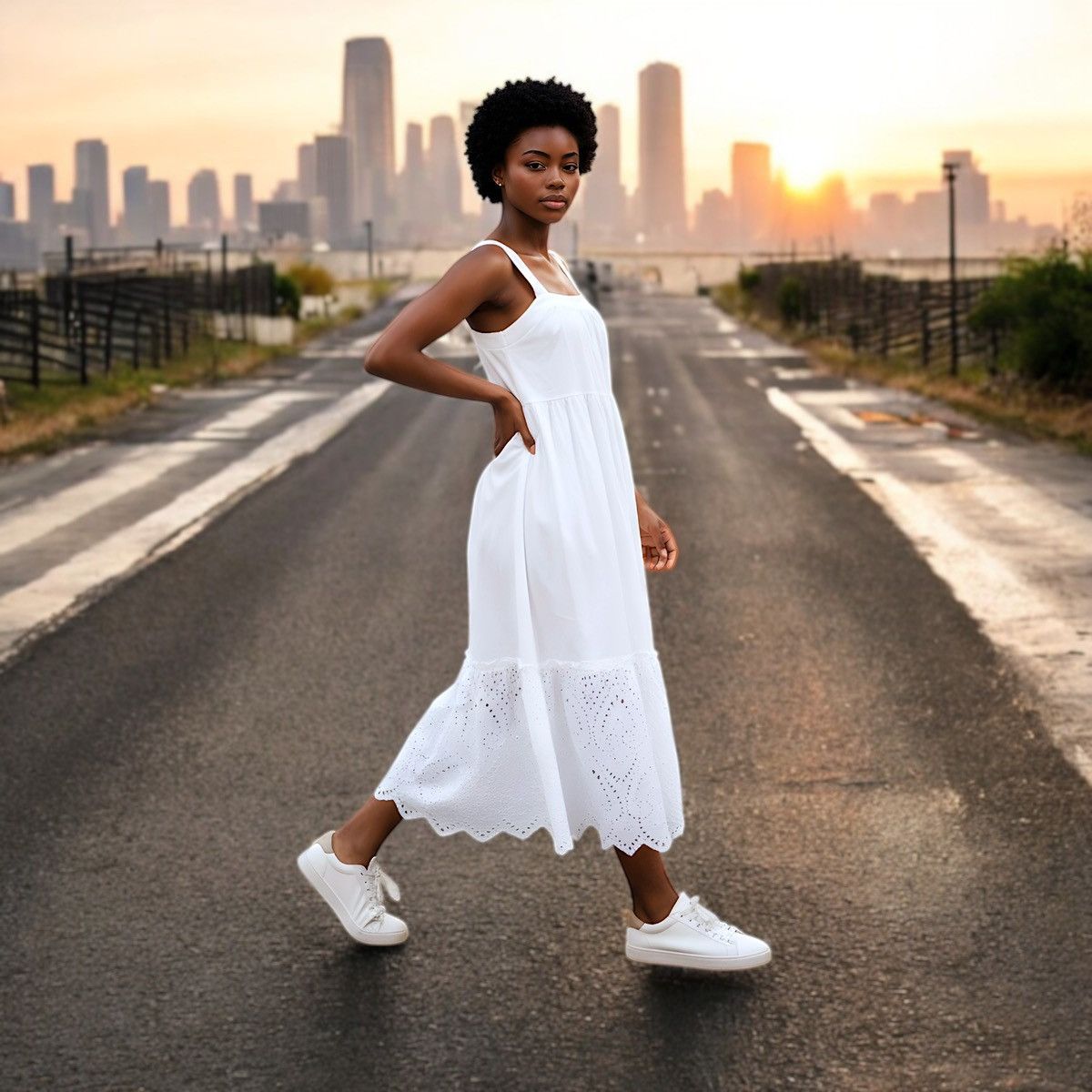 Other Ella by Rafaella Women’s White Tiered Midi Dress Sz Large Size L / US 10 / IT 46 - 2 Thumbnail