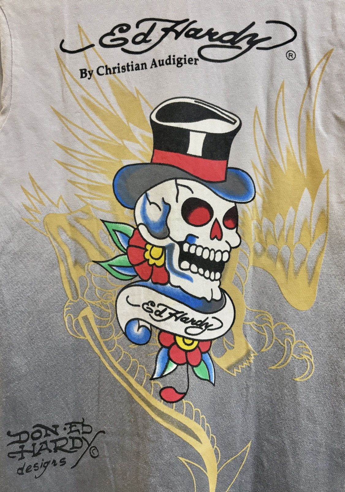 Ed Hardy Vintage Y2k Ed Hardy By Christian Audigier Skull Tiger Polo Size US M / EU 48-50 / 2 - 5 Thumbnail