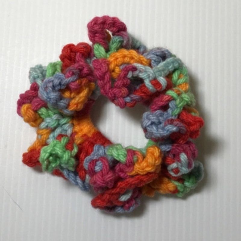 Handmade NWT Multicolor Handmade Crocheted Hair Scrunchie Size ONE SIZE - 3 Thumbnail