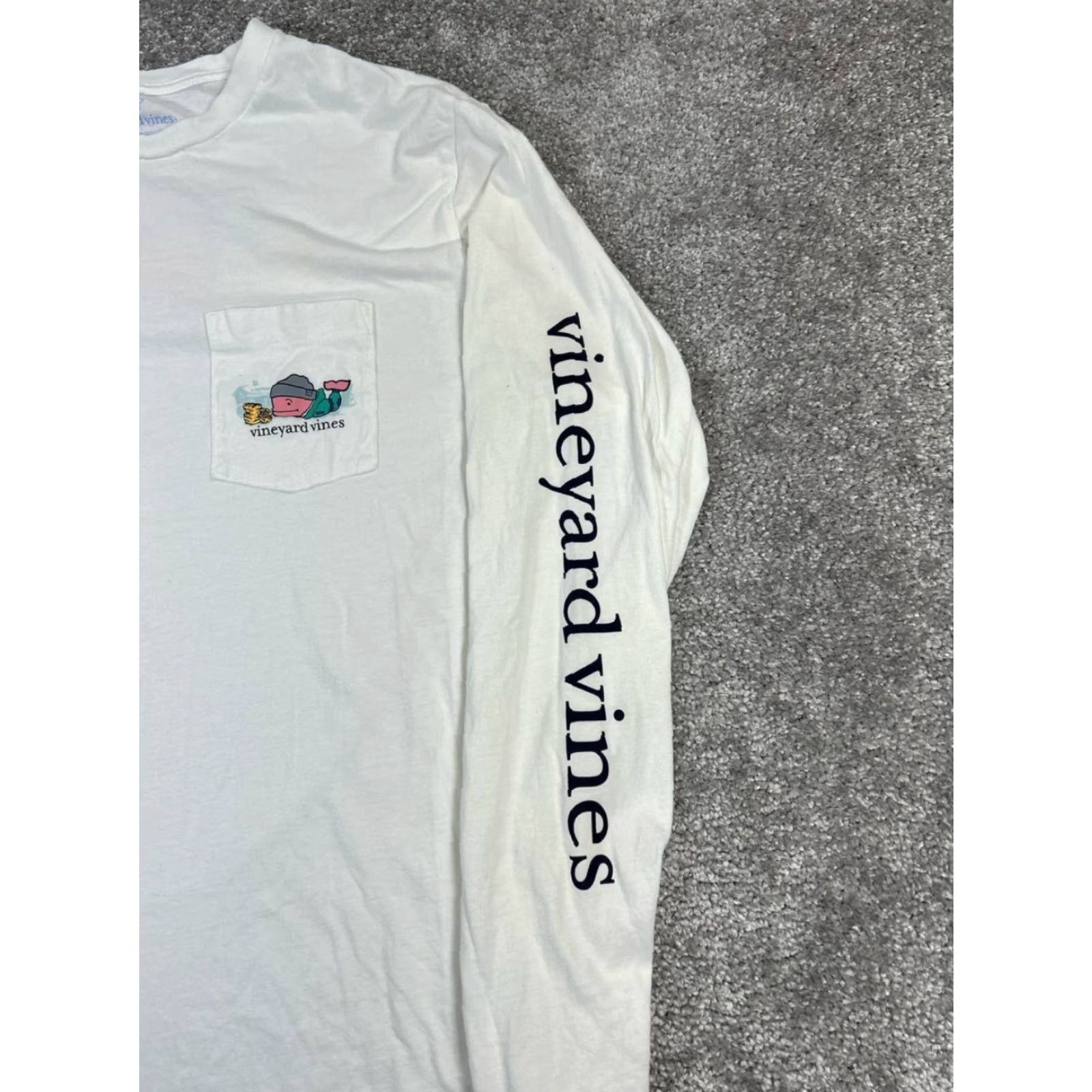 Vineyard Vines Vineyard Vines Shirt Mens Large White Cotton Knit Pullover Logo T-Shirt Regular Crew Neck Button Pockets Preppy Vintage: No Size US L / EU 52-54 / 3 - 3 Thumbnail