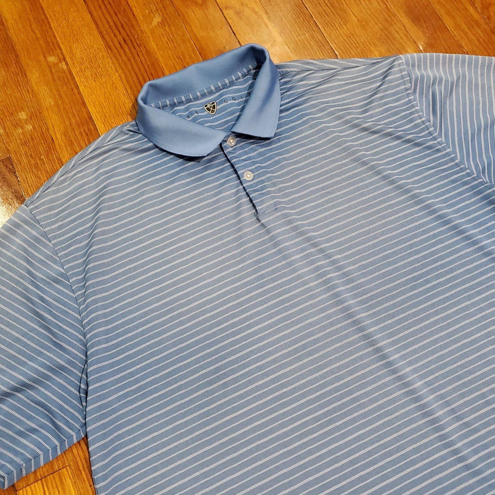 Nike Nike Golf Polo Shirt Mens XL Blue White Fading Dri-Fit Performance Tour Nike Logo Breathable Short Sleeve 100% Polyester Size US XL / EU 56 / 4 - 3 Thumbnail