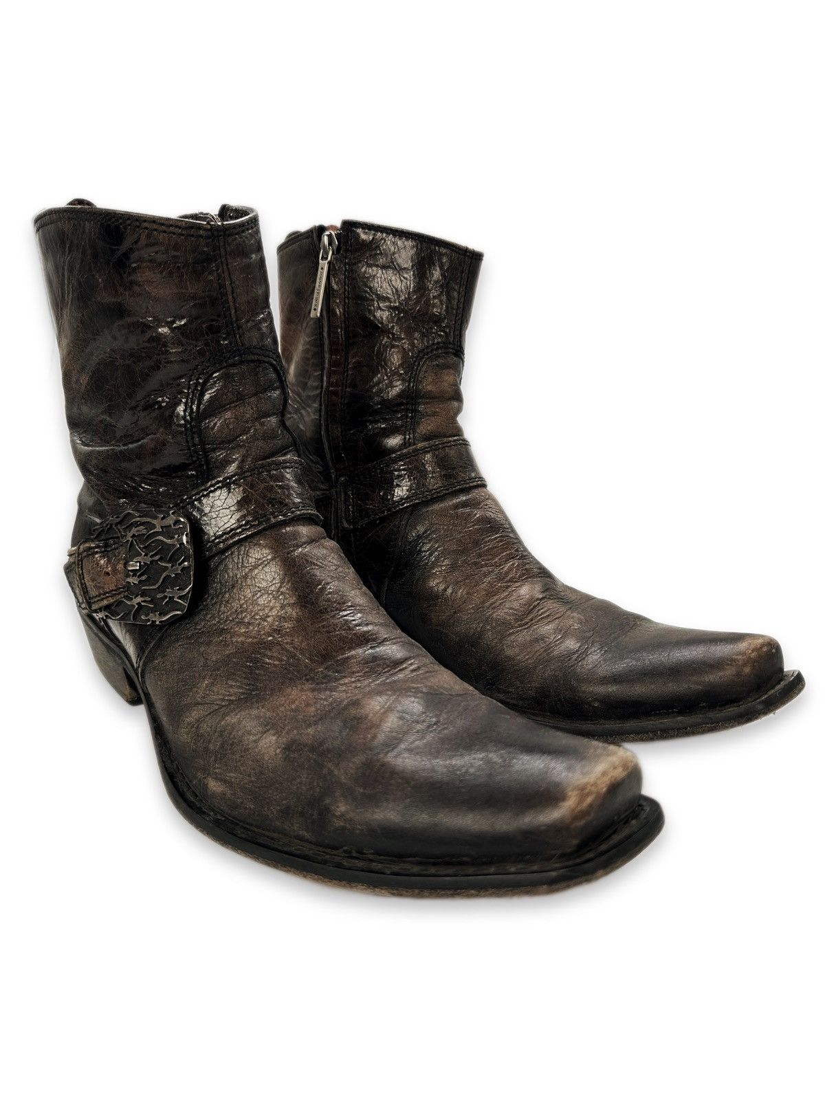 Donald Pliner 00s Donald J. Pliner Western Buckle Brown Leather Boots Size US 8 / EU 41 - 1 Thumbnail