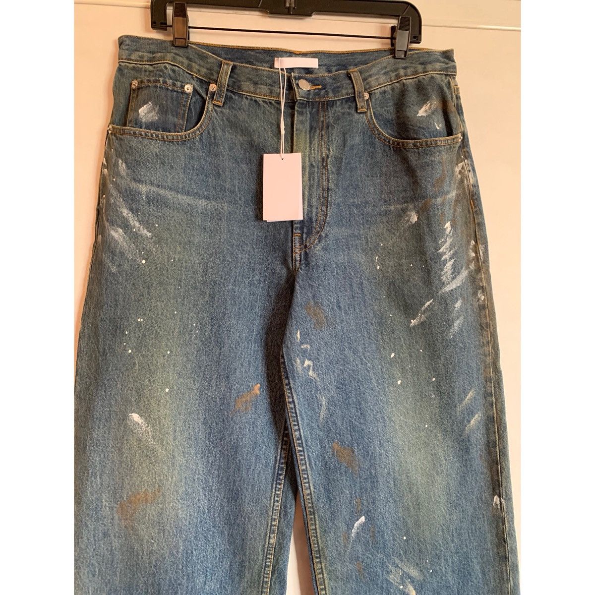 Helmut Lang HELMUT LANG CROPPED PAINT SPLATTER WIDE LEG JEANS Size US 34 / EU 50 - 23 Thumbnail