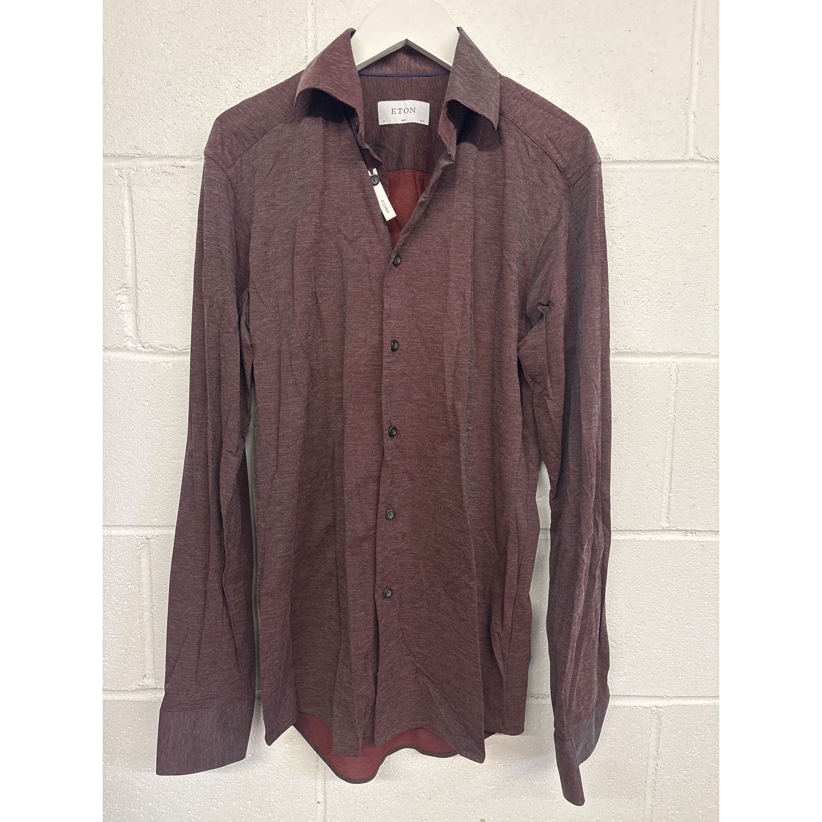 Eton New ETON Men’s Sz 37 Slim 14 1/2 Red Marl Wrinkle Free Shirt Size US S / EU 44-46 / 1 - 3 Thumbnail
