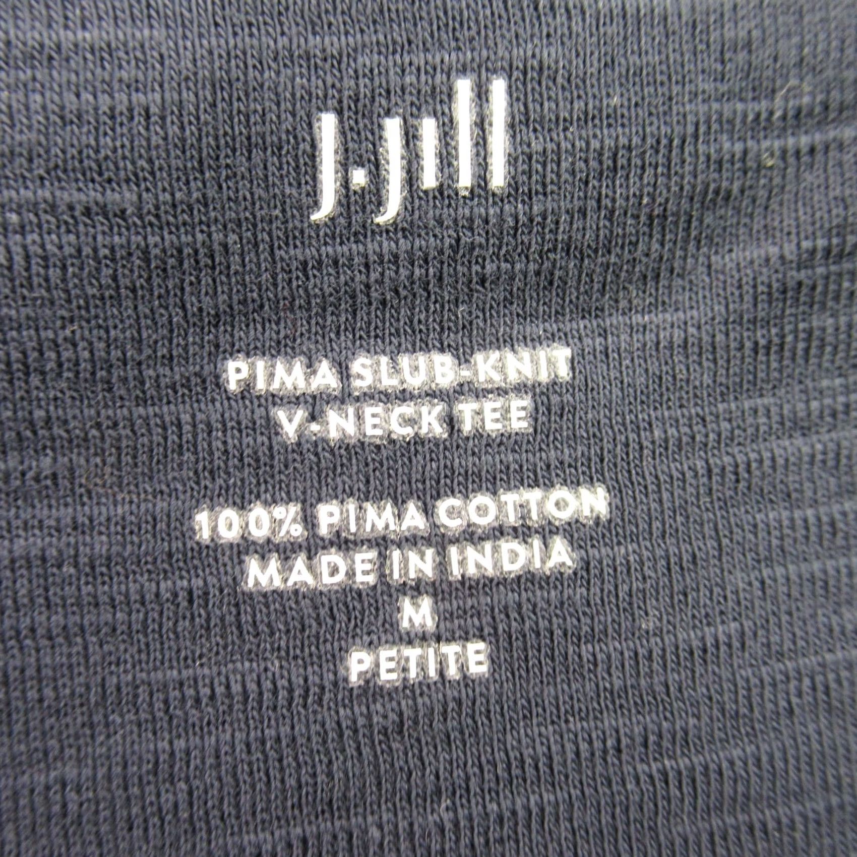 J. Jill J Jill Shirt Womens Petite Medium Short Sleeve Pullover Casual V Neck Navy Size M / US 6-8 / IT 42-44 - 3 Thumbnail