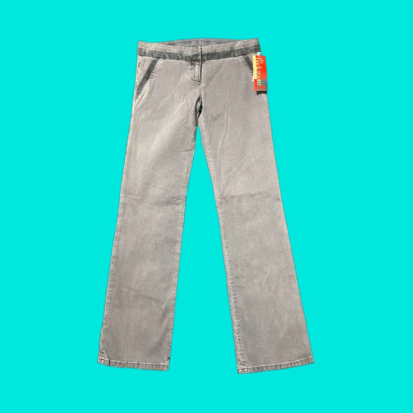 Vintage LaRok Pants Gray Size 8 NWT NEW Women Casual Pants 32x32 Cotton Elastine Tie Waist 32 Inseam NWT Size 30" / US 8 / IT 44 - 1 Thumbnail