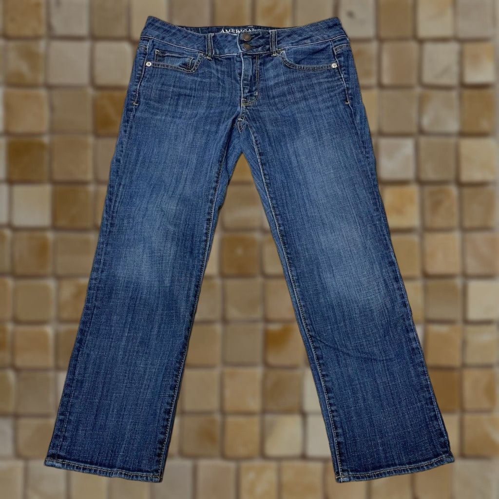 American Eagle Outfitters AMERICAN EAGLE Artist Crop Jeans Size 6 Women Stretch Blue Size ONE SIZE - 1 Thumbnail