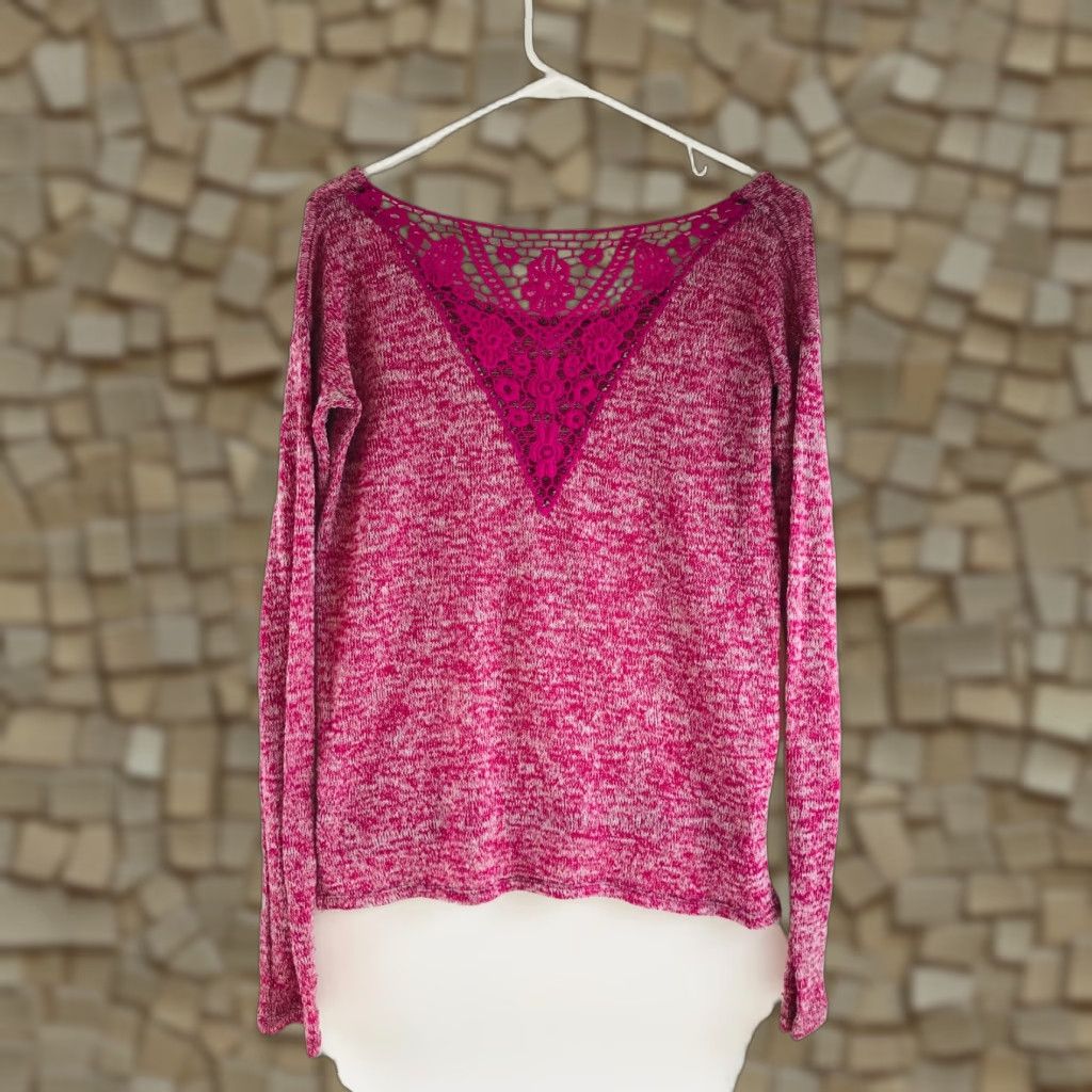 Vintage Aeropostale Sweater Womens Medium Fuchsia Pink Boat Neck Pullover Size M / US 6-8 / IT 42-44 - 1 Thumbnail