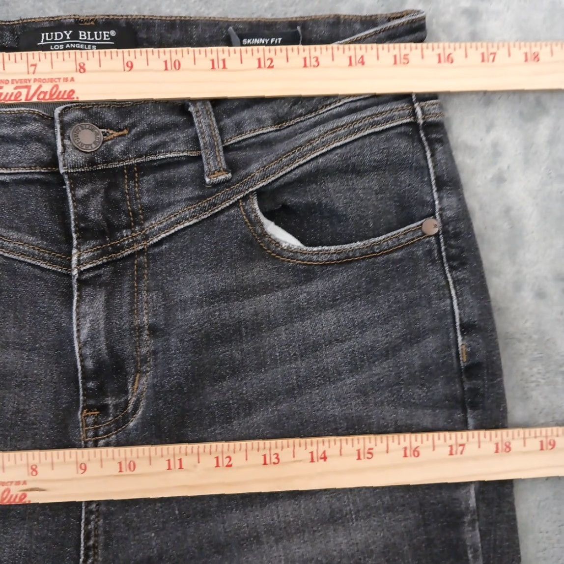 Vintage Judy Blue Jeans Ankle Womens Size 11 Black Skinny High Rise Stretch 30x27 Regular Denim Size 32" / US 10 / IT 46 - 3 Thumbnail