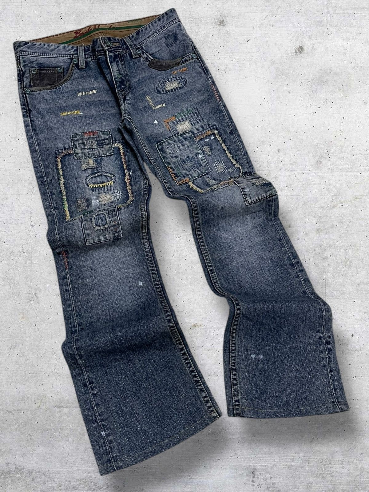 Hysteric Glamour VINTAGE BACK NUMBER JAPAN DESIGNER OG FLARED PATCHWORK DENIM Size US 30 / EU 46 - 2 Thumbnail