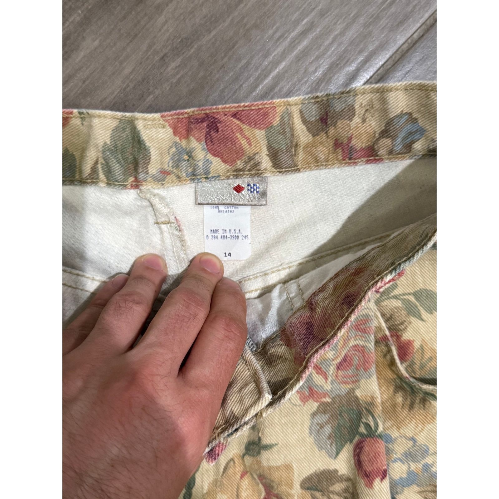 Vintage Vintage 80s 90s Floral Pleated Cotton Woman's Pants Size 14 Size 36" / US 14 / IT 50 - 2 Thumbnail
