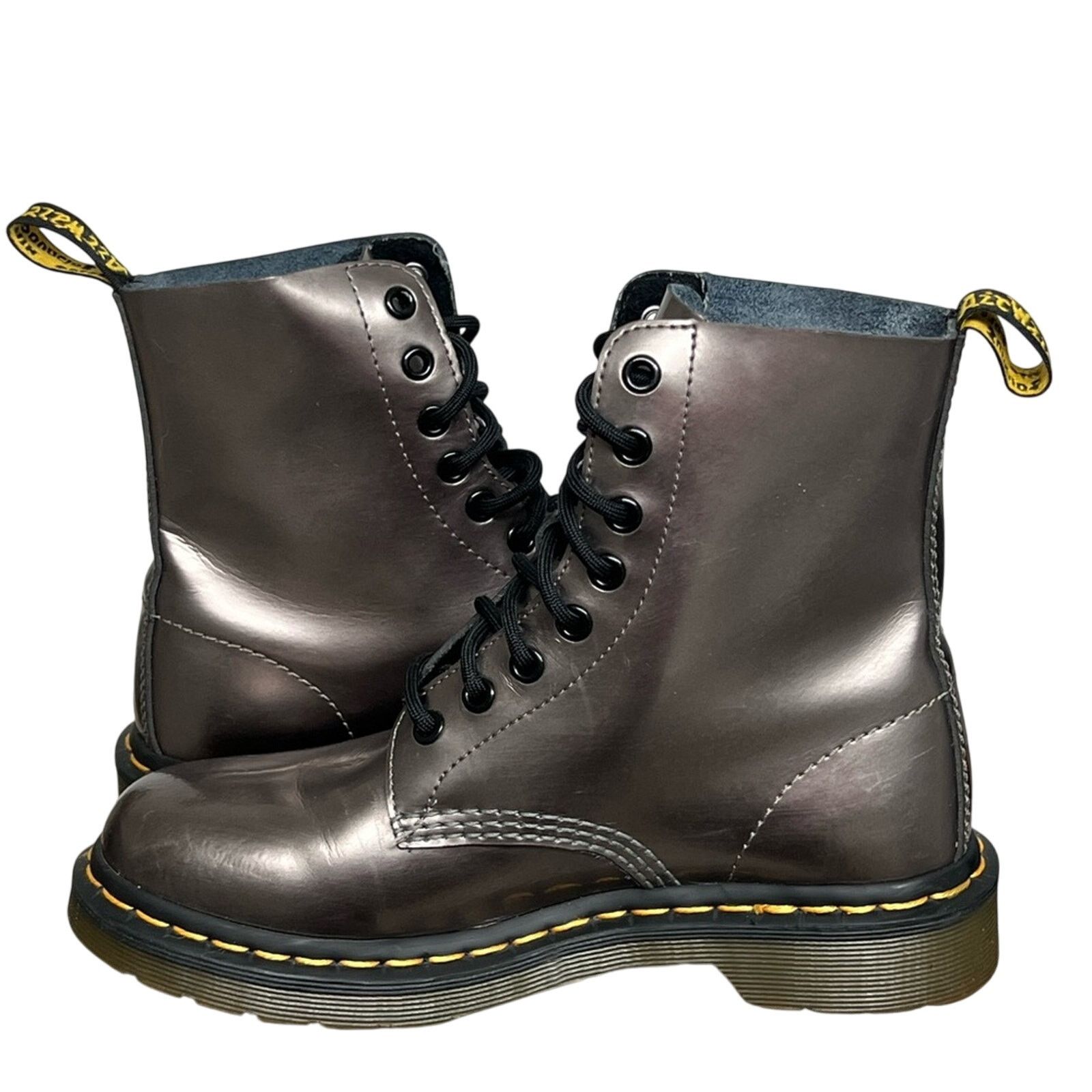 Dr. Martens Dr. Martens Metallic Pewter 1460 Pascal Smooth Leather Boots Size US 6 / IT 36 - 4 Thumbnail