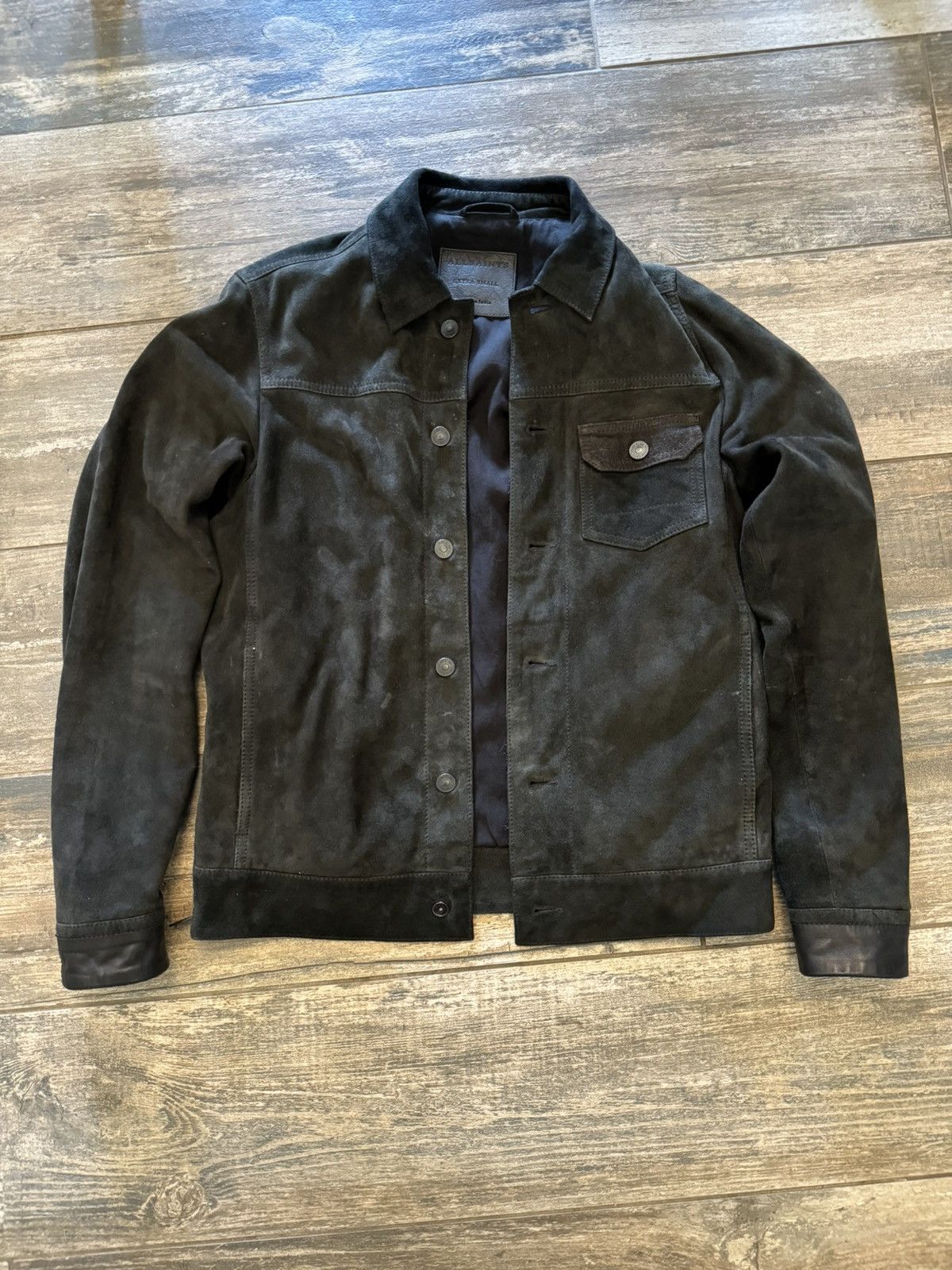 image of Allsaints Suede Jacket In Black, Men's (Size XS)