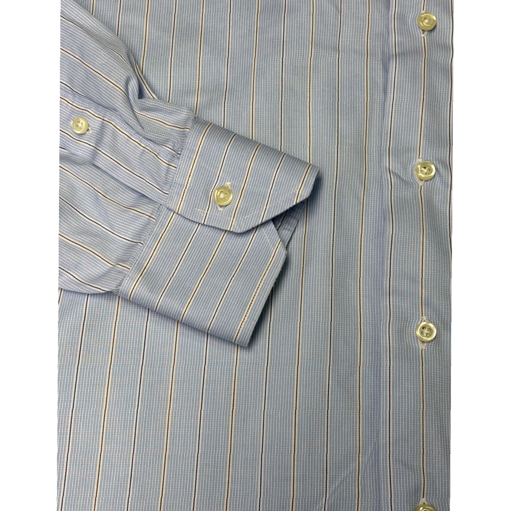 Brooks Brothers Brooks Brothers Dress Shirt Mens Blue Pin Stripe 17 1/2 36 All Cotton Made USA Size 46R - 3 Thumbnail