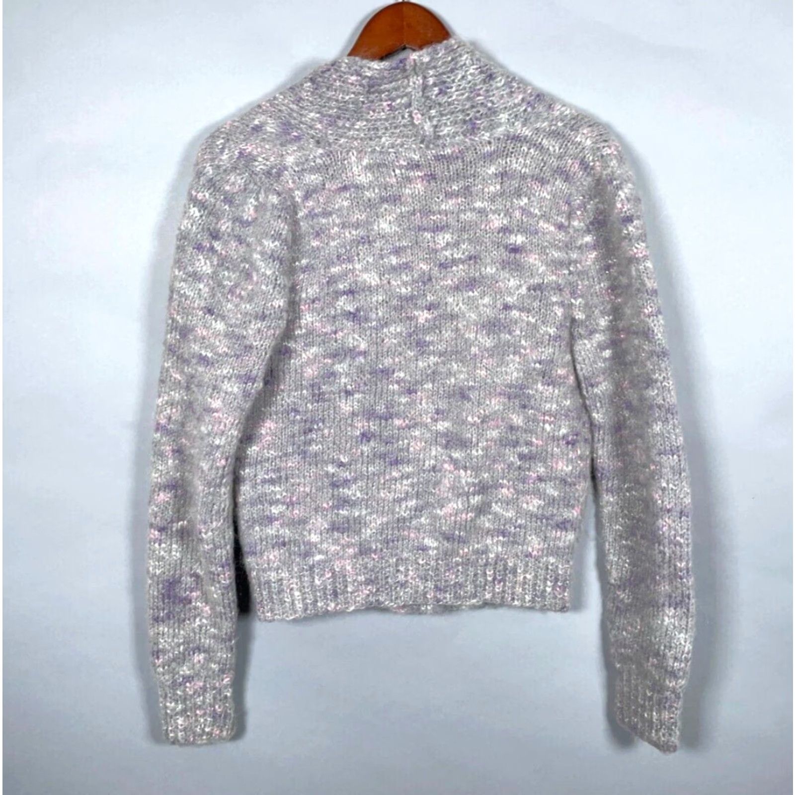 Vintage VINTAGE Mohair Blend Cardigan Women's Small Gray Purple Double Breasted Sweater VTG Size S / US 4 / IT 40 - 2 Thumbnail