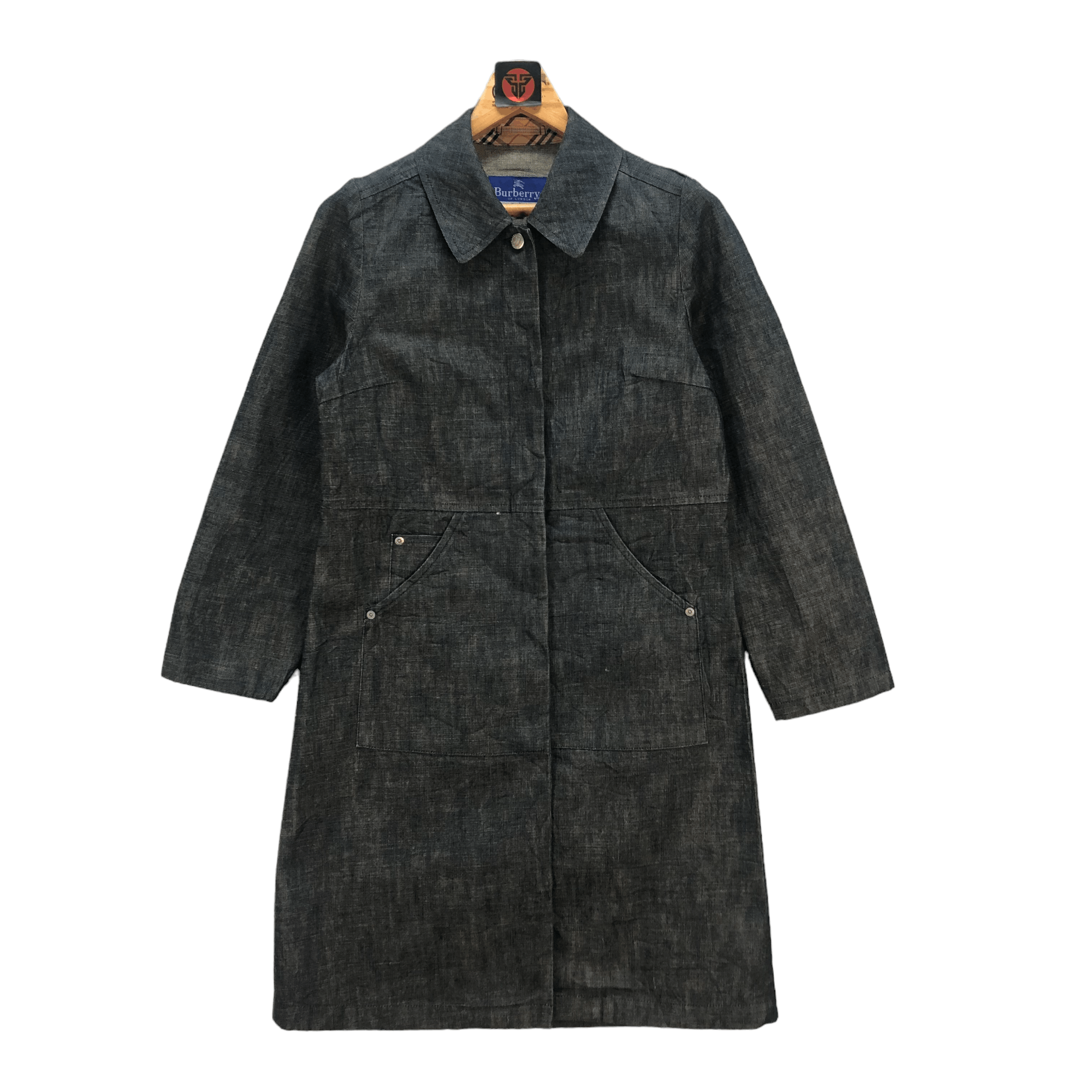 Burberry BURBERRYS OF LONDON BLUE LABEL DENIM LONG JACKET #6682-79 Size US S / EU 44-46 / 1 - 1 Thumbnail