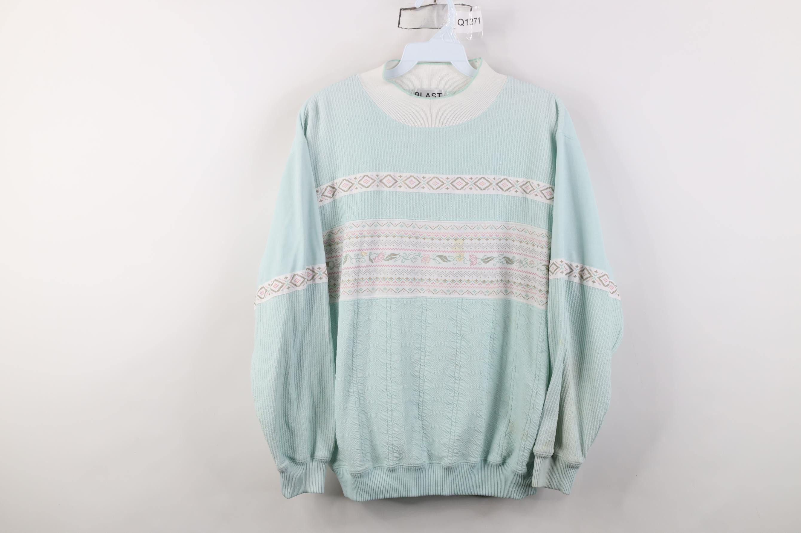 Vintage Vintage 90s Streetwear Fair Isle Mock Neck Sweatshirt Size S / US 4 / IT 40 - 1 Thumbnail