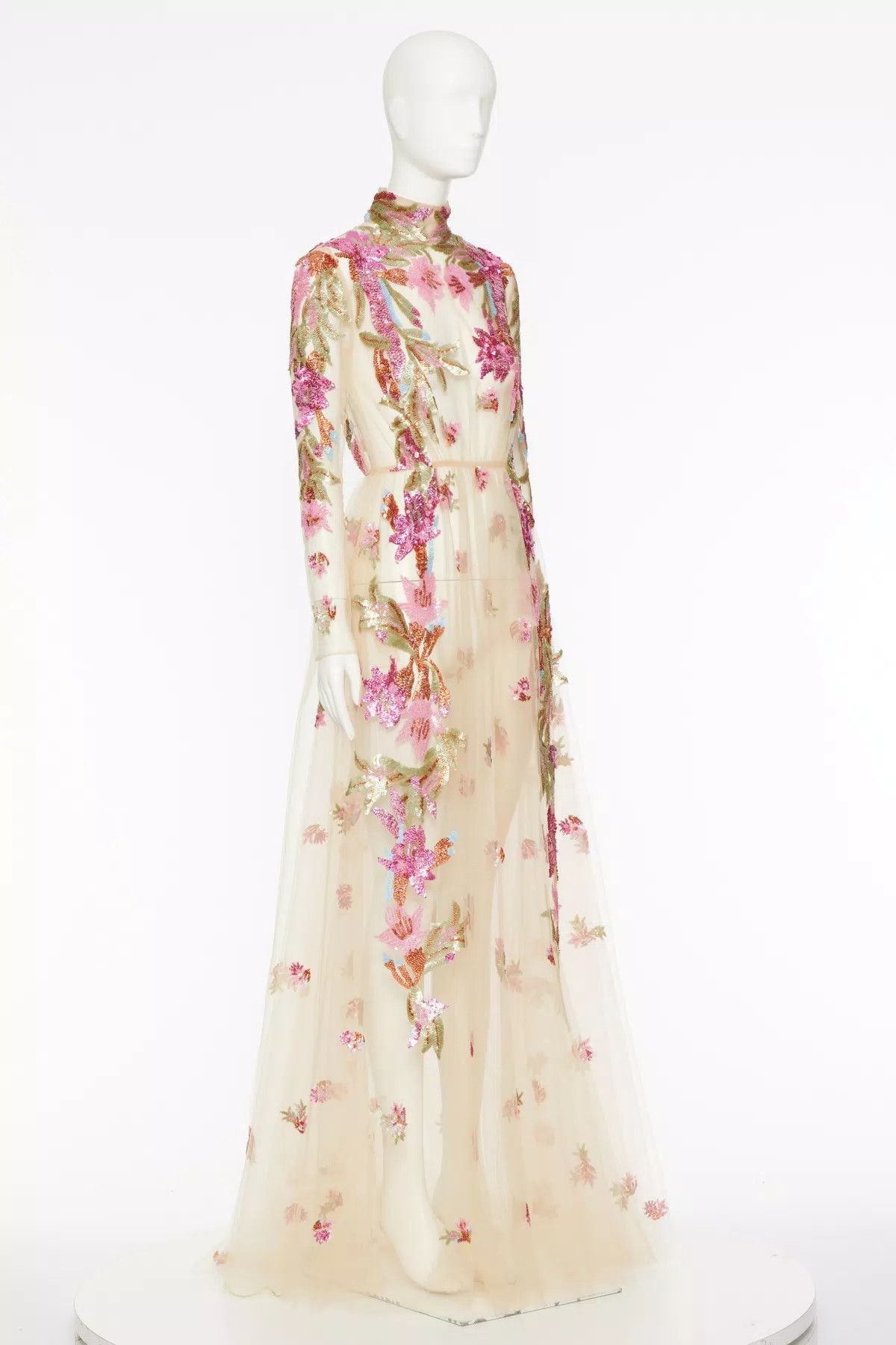 Valentino o1s1wg110625 Embroidered Tulle Illusion Gown in Multicolor Size M / US 6-8 / IT 42-44 - 2 Thumbnail