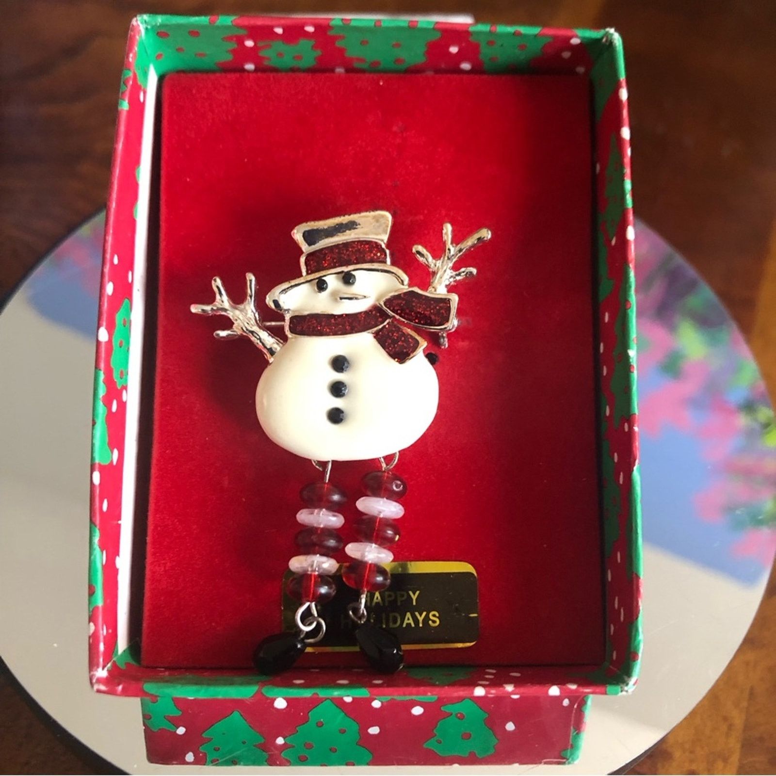 Jewelry Frosty the Snowman enamel stone brooch pin NIB Size ONE SIZE - 1 Thumbnail
