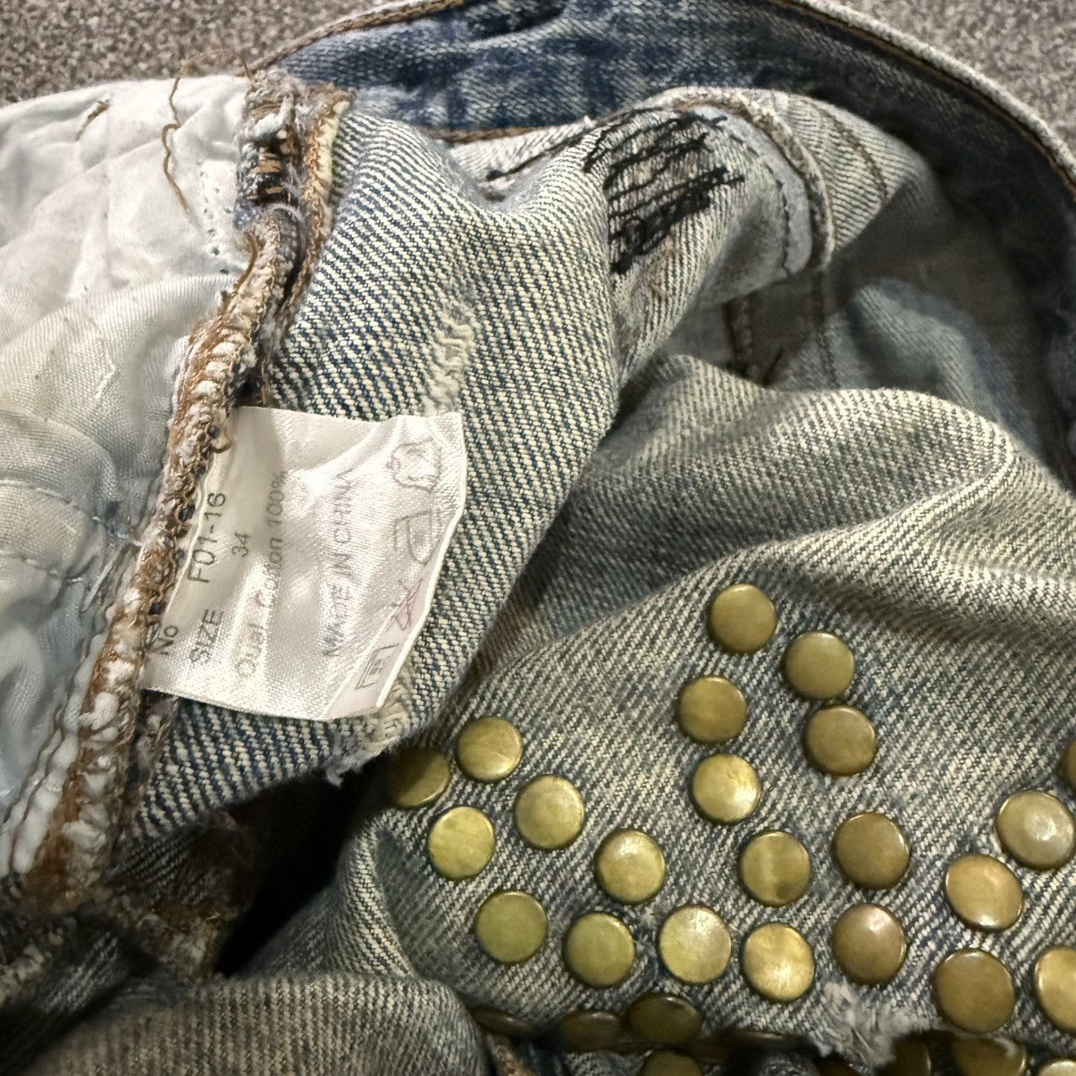 Tornado Mart Fudge Studded Stone Destroyed Jeans Denim Hysteric Y2k Style Size US 34 / EU 50 - 16 Thumbnail