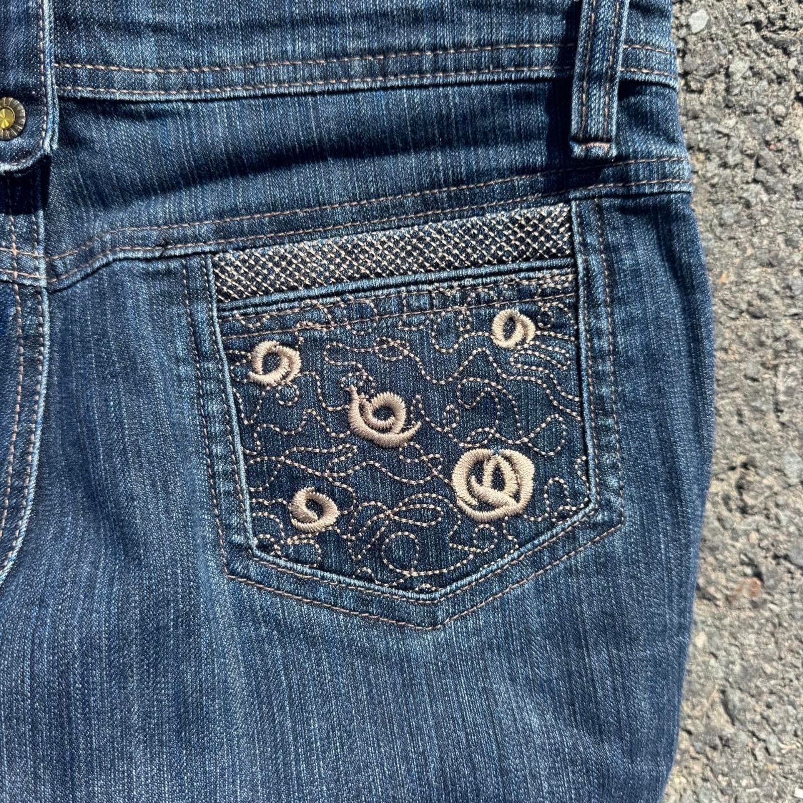 Other Y2K Bell Bottom Jeans Asian Design & Rhinestones – Size 28 Size 28" / US 6 / IT 42 - 3 Thumbnail