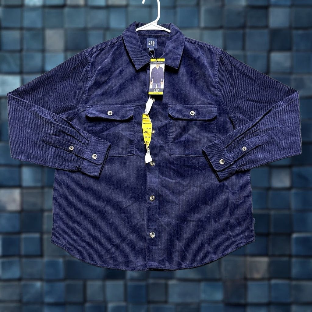Gap GAP Shirt Mens Medium Navy Blue Corduroy Button Up Long Sleeve NWT Size US M / EU 48-50 / 2 - 1 Thumbnail