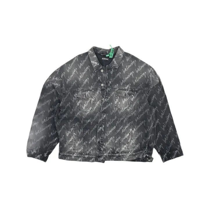 Balenciaga Balenciaga Allover Logo Long Sleeve Denim Jacket 0079-2507 Size US L / EU 52-54 / 3 - 2 Thumbnail