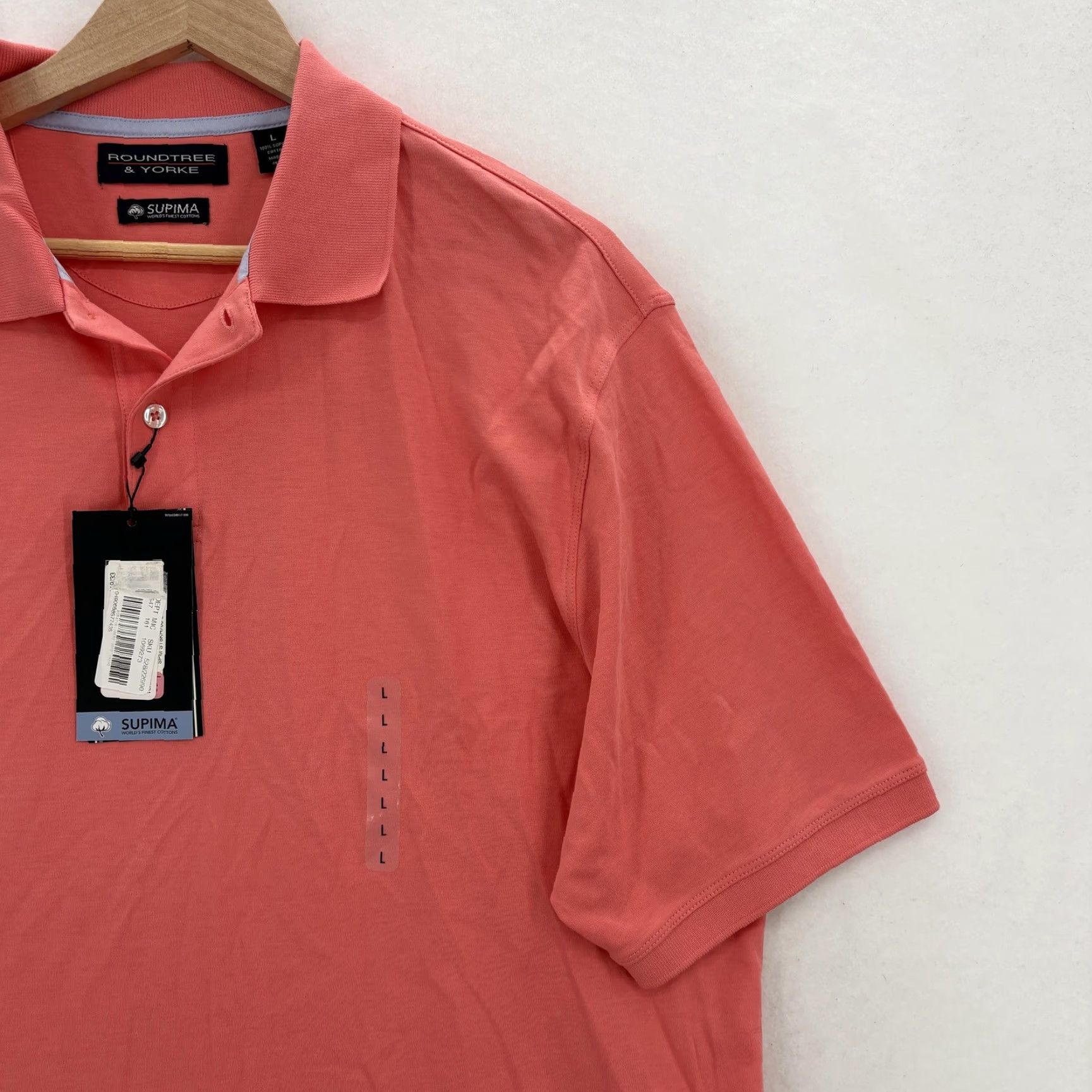 Roundtree & Yorke Roundtree & Yorke Polo Shirt Mens L Pink Supima Knit Cotton Casual NWT Summer Golf 100% Cotton Short Sleeve Solid Collared Size US L / EU 52-54 / 3 - 2 Thumbnail