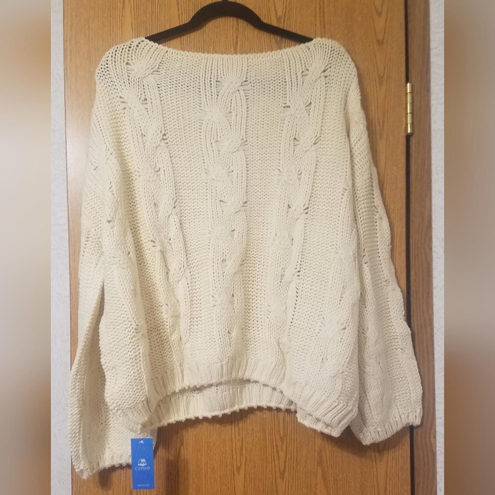 Designer NWT Cupshe Cream Knit Sweater XL Size XL / US 12-14 / IT 48-50 - 2 Thumbnail