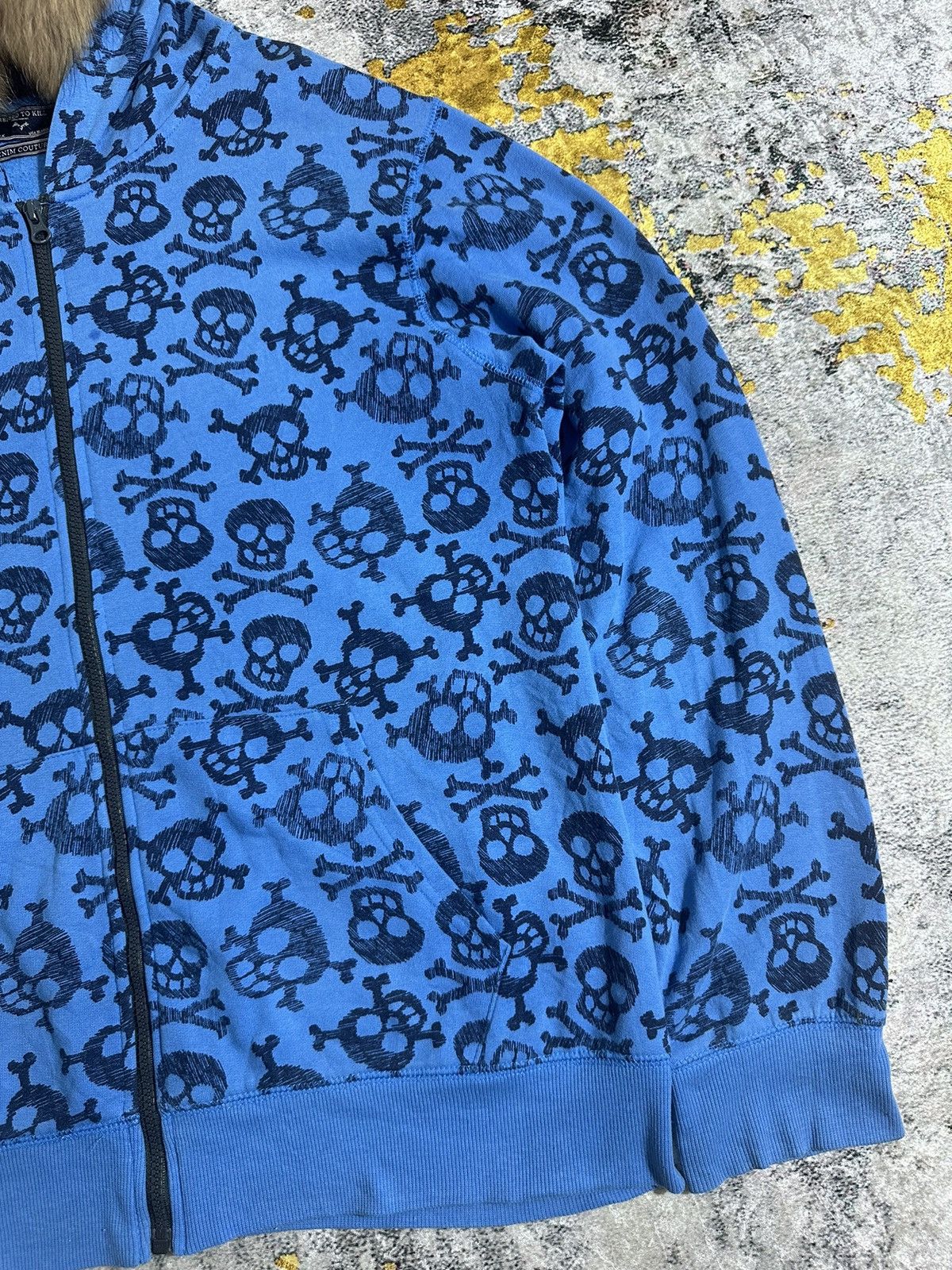 Japanese Brand AOP SKULL DRESSED TO KILL FUR ZIP HOODIE IFSIXWASNINE STYLE Size US L / EU 52-54 / 3 - 4 Thumbnail