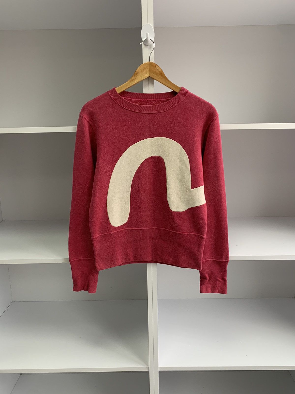 image of Vintage Evisu Japanese Big Logo W Archival Sweatshirt in Pink, Women's (Size Medium)