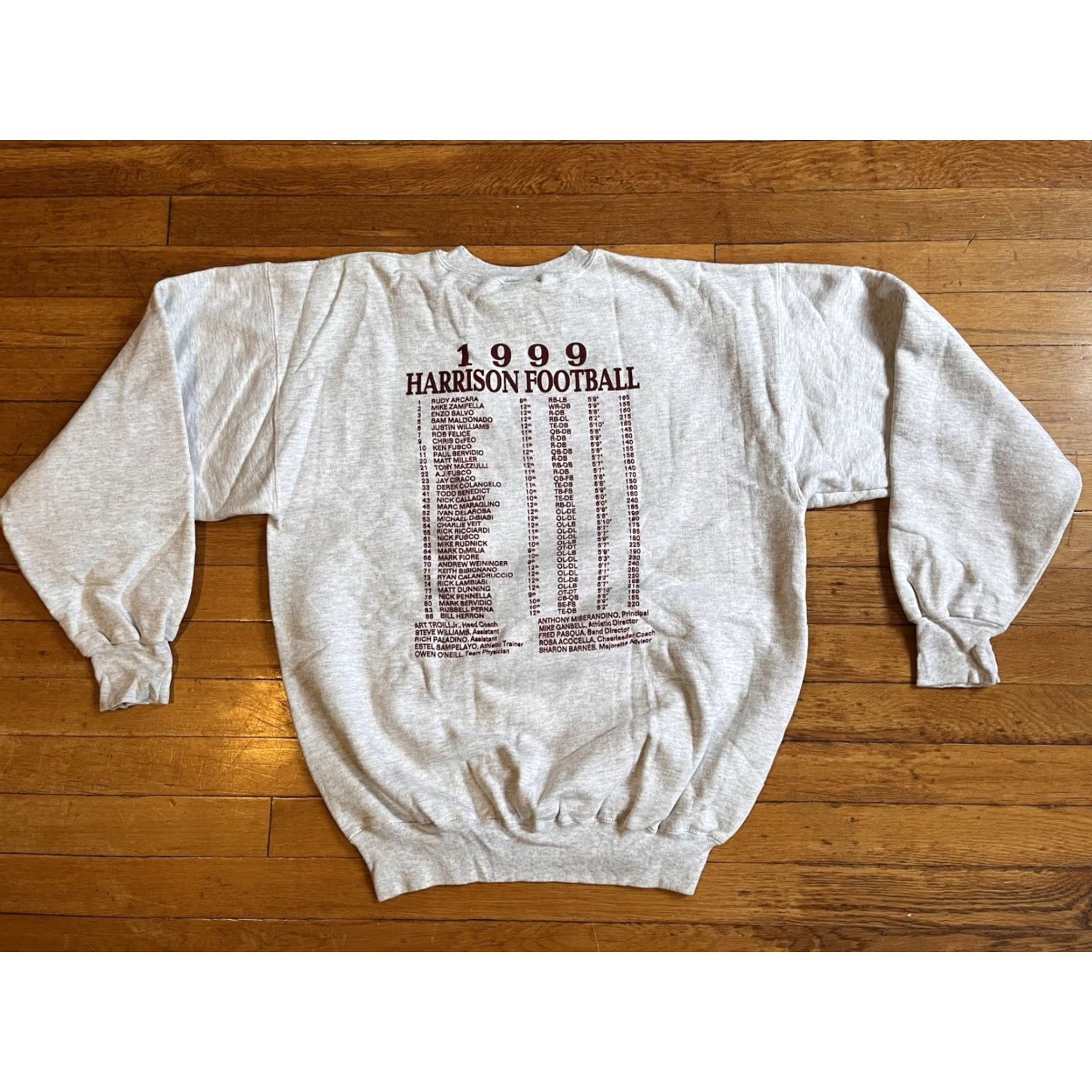 Hanes VINTAGE Hanes Sweatshirt Men’s M Grey 1999 NY Football Champions Harrison High School 90s Graphic Print Pullover Crew Neck Size US M / EU 48-50 / 2 - 2 Thumbnail