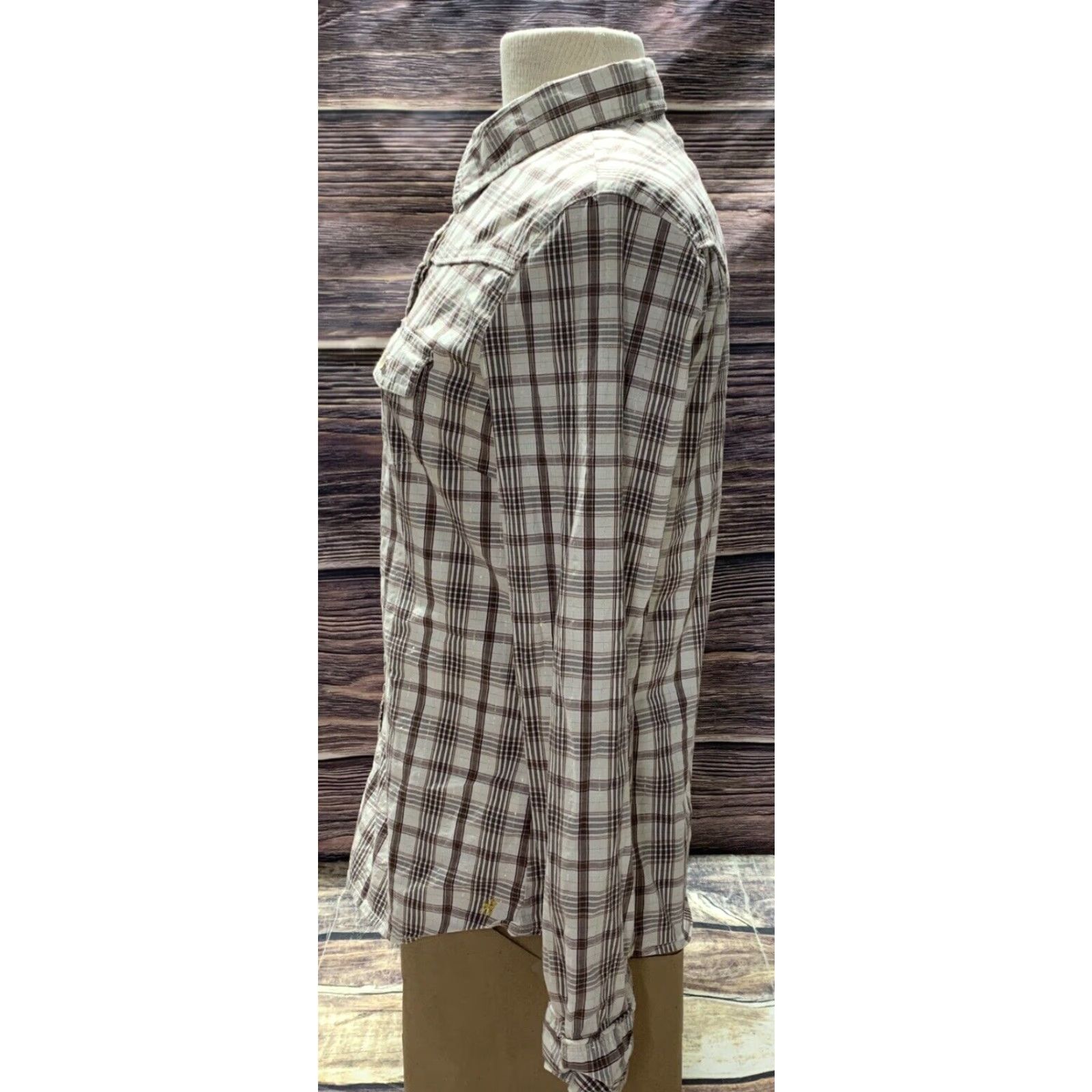 Old Navy Old Navy Pearl Snap Shirt Mens Regular M Brown White Plaid 2 Pockets Western Style Size US M / EU 48-50 / 2 - 5 Thumbnail