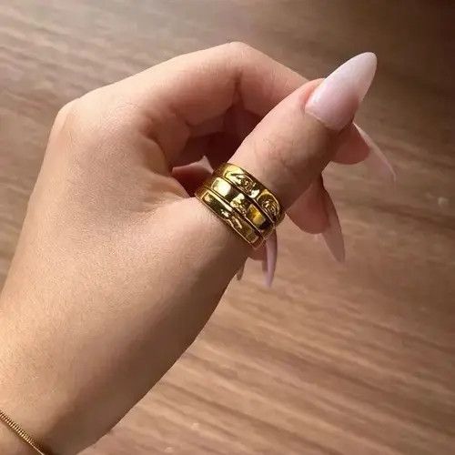 Jewelry Gold Color Face Three Stack Finger Ring ( size 7/8/9) Size ONE SIZE - 6 Thumbnail
