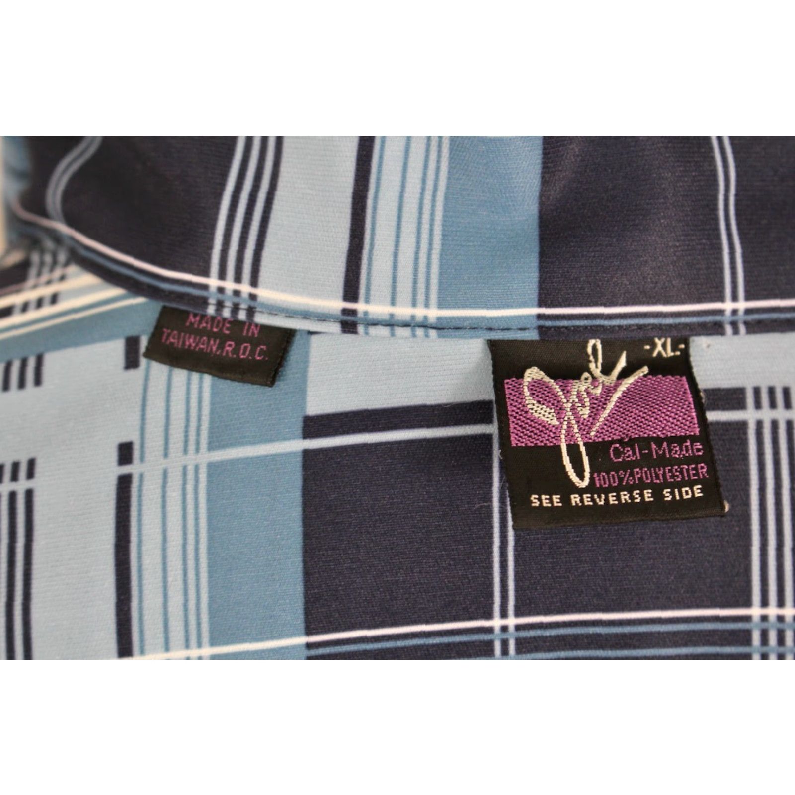 Vintage VINTAGE Men’s VTG 70s Blue Plaid Polyester Shirt XL Disco Size US XL / EU 56 / 4 - 4 Thumbnail