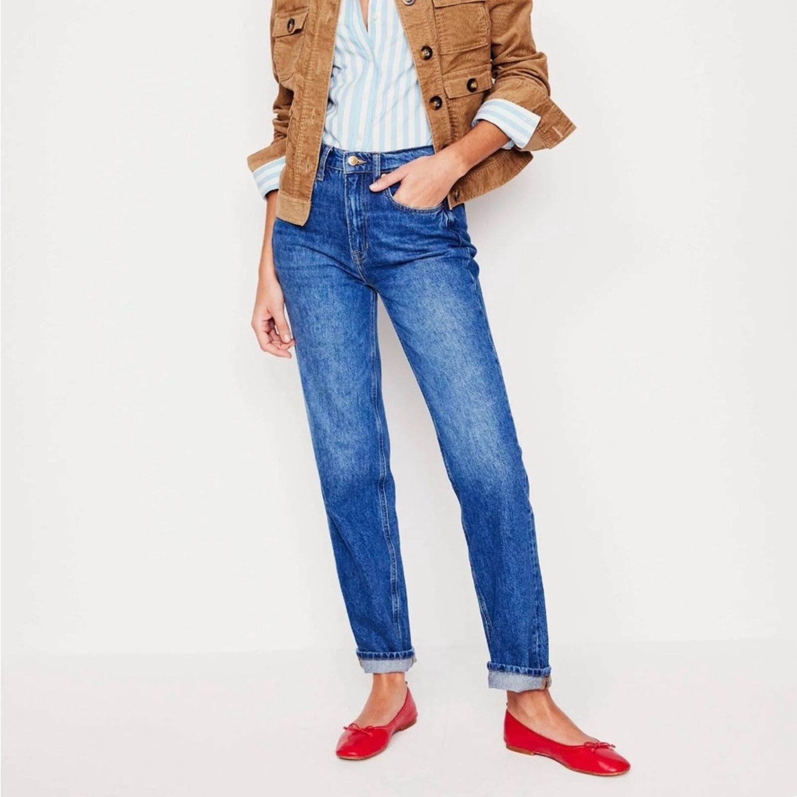 Boden Boden 100% Cotton Straight Leg High Rise Medium Wash Jeans Size 28" / US 6 / IT 42 - 1 Thumbnail