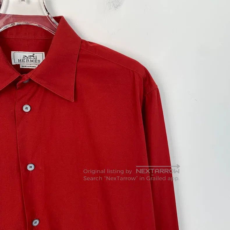 Hermes Hermes size 39 Red Cotton Collar Single Button Long Sleeve Size US M / EU 48-50 / 2 - 3 Thumbnail