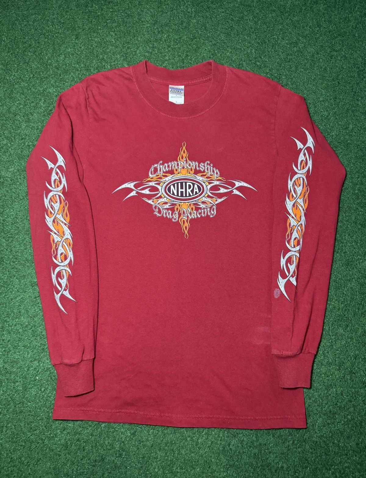 Y2K NHRA Long Sleeve Flames Biker Drag Racing T Shirt