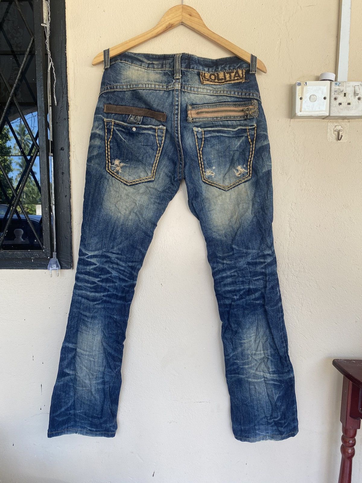 Japanese Brand LOLITA Contrast Stitch Distressed Denim Size 29" - 1 Thumbnail