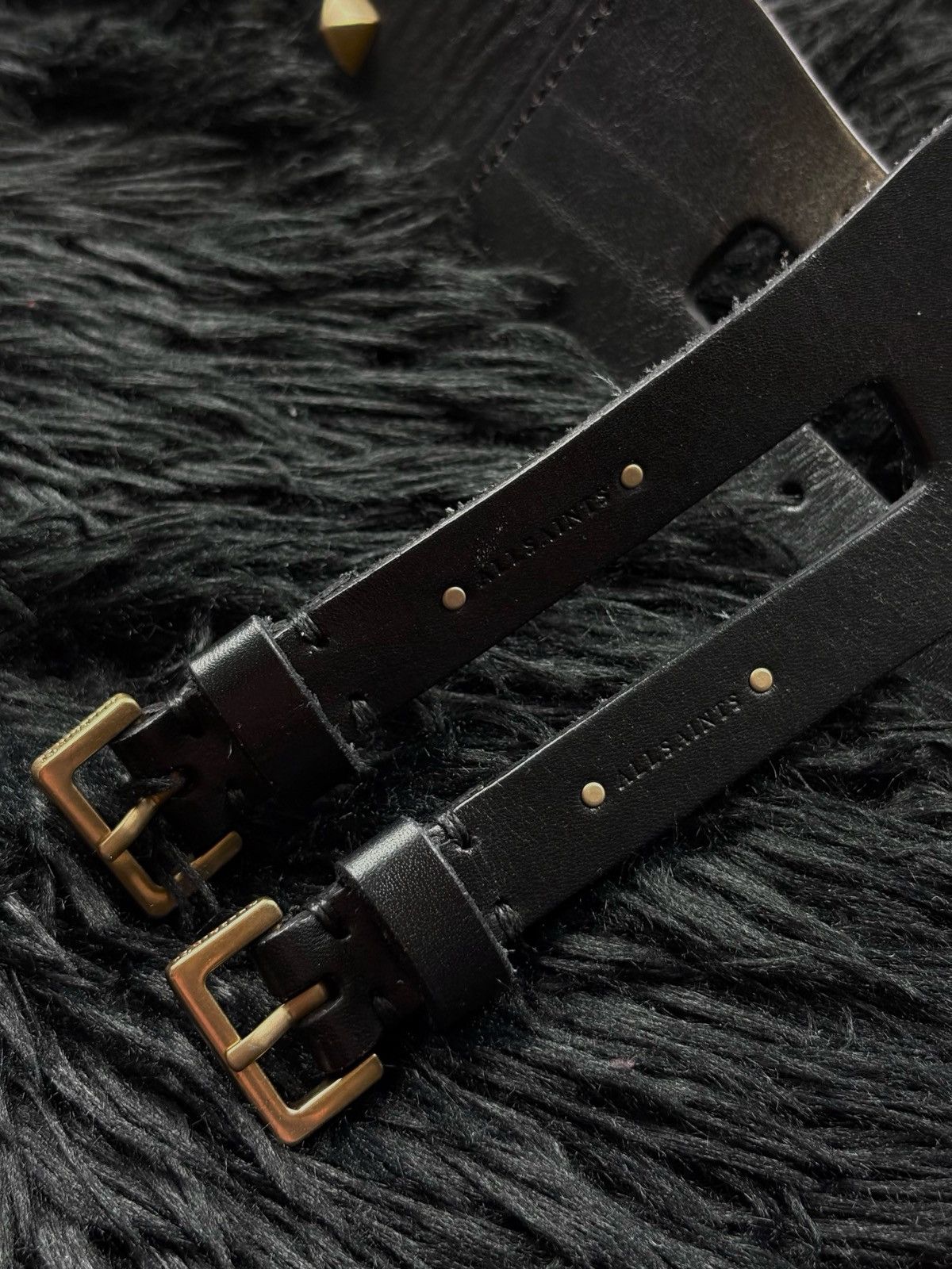 Allsaints Allsaints Avantgarde Archive Double Pyramids Leather Belt Size ONE SIZE - 4 Thumbnail