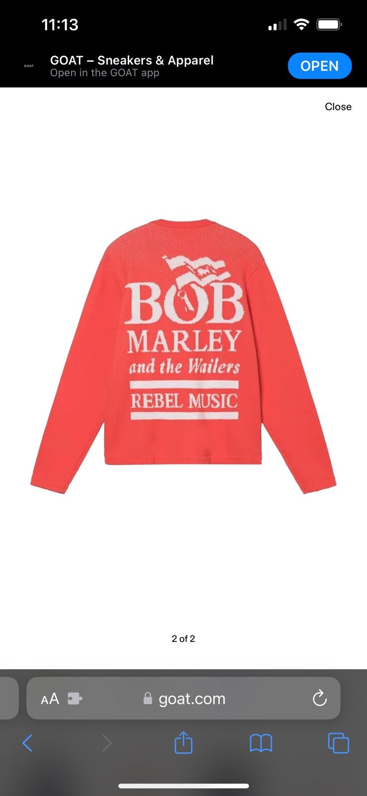 Bob Marley × Stussy Stussy Bob Marley crewneck sweater red knitted Size US L / EU 52-54 / 3 - 8 Thumbnail