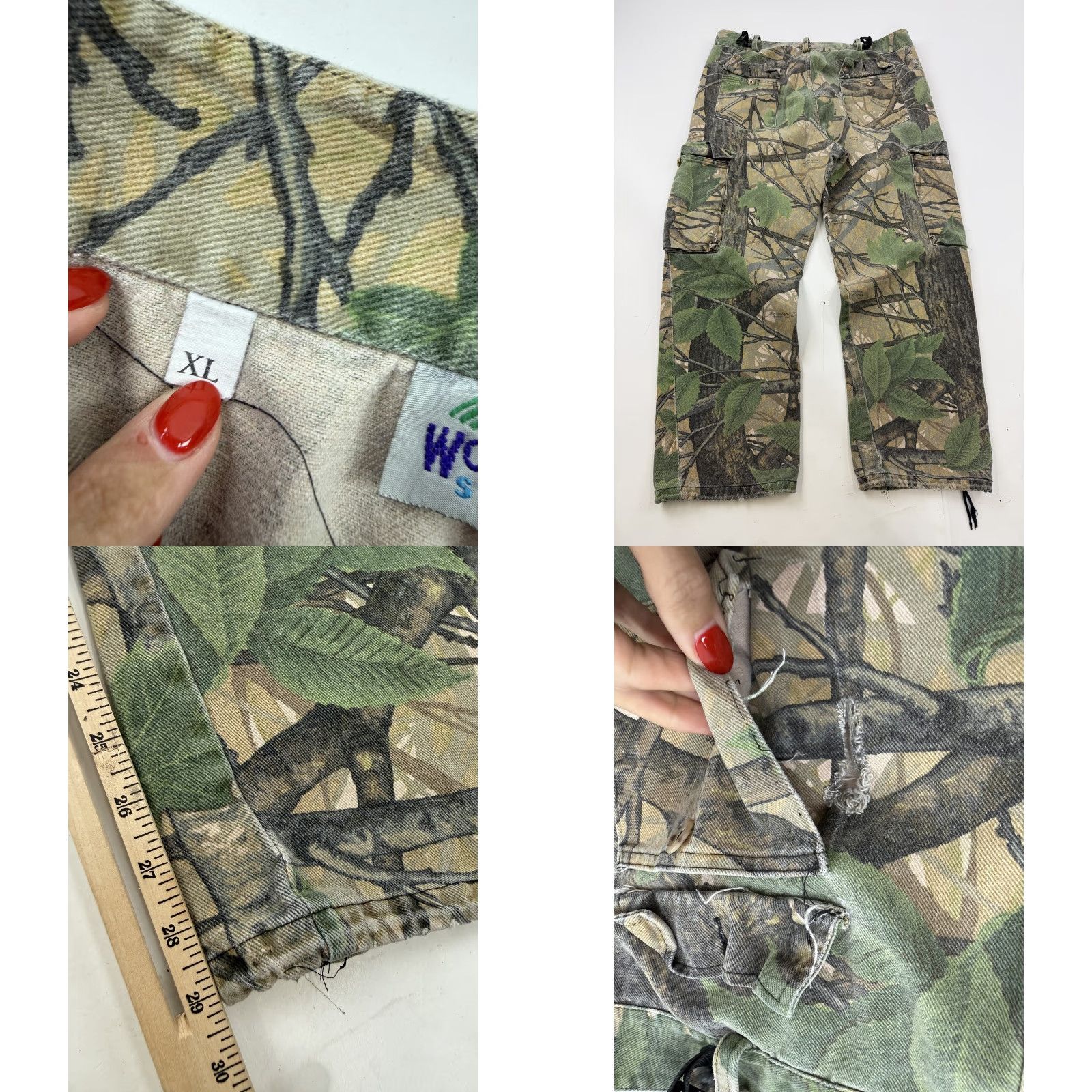 Vintage World Famous Sports Pants Mens XL Green Camo Cargo Adjustable Waist Hunting Size US 36 / EU 52 - 8 Thumbnail