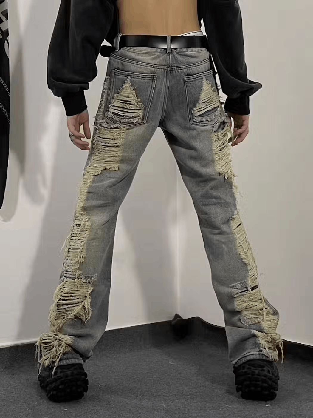 Japanese Brand × Jean Washed vintage street hip hop ripped jeans Size US 32 / EU 48 - 3 Thumbnail