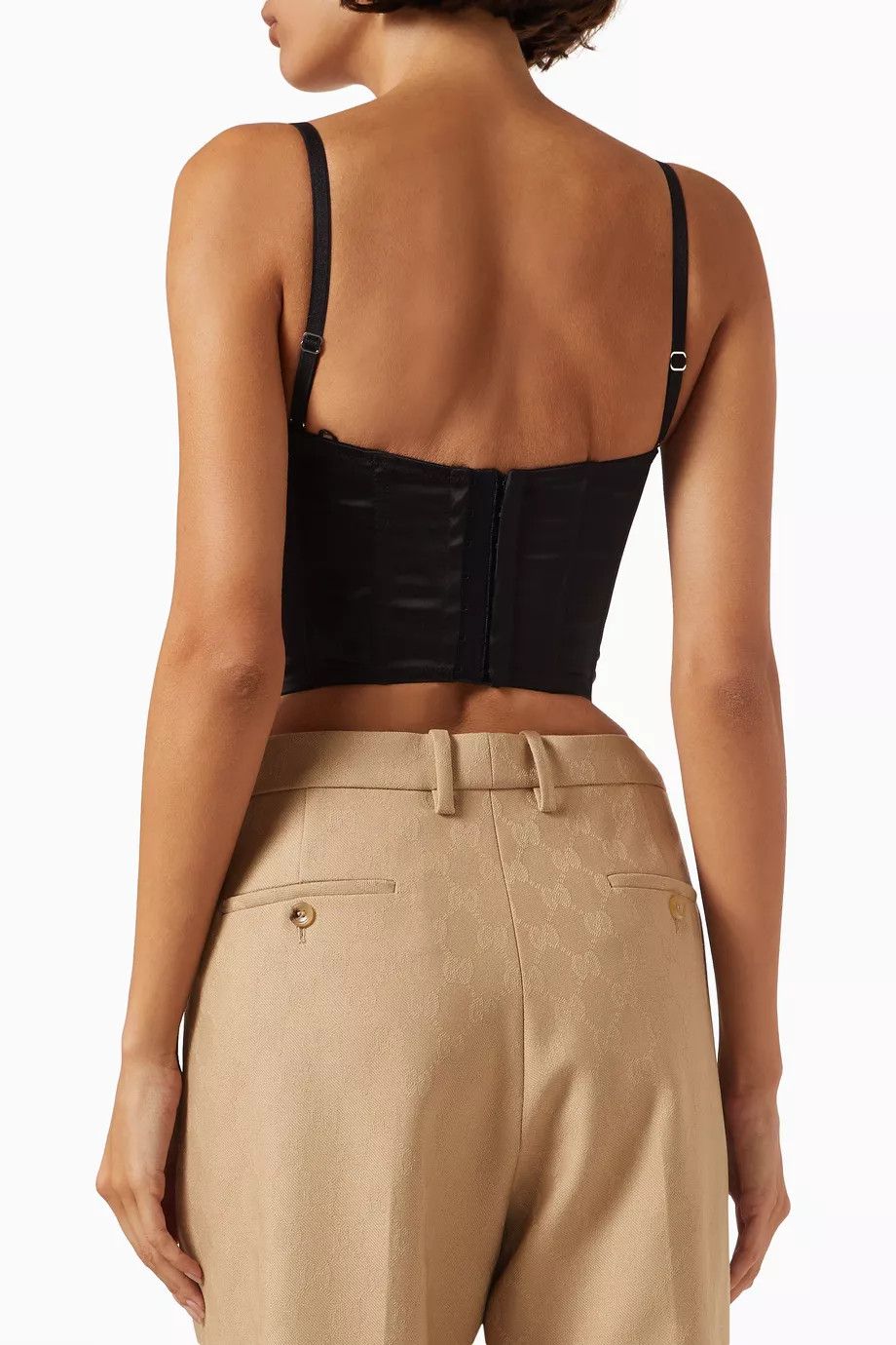 Gucci oc11z0126 GG Net Corset Top In Black/Nude Size M / US 6-8 / IT 42-44 - 4 Thumbnail