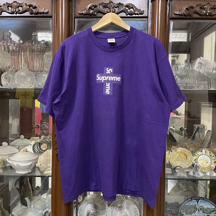 Supreme Supreme cross box logo purple tee | Grailed