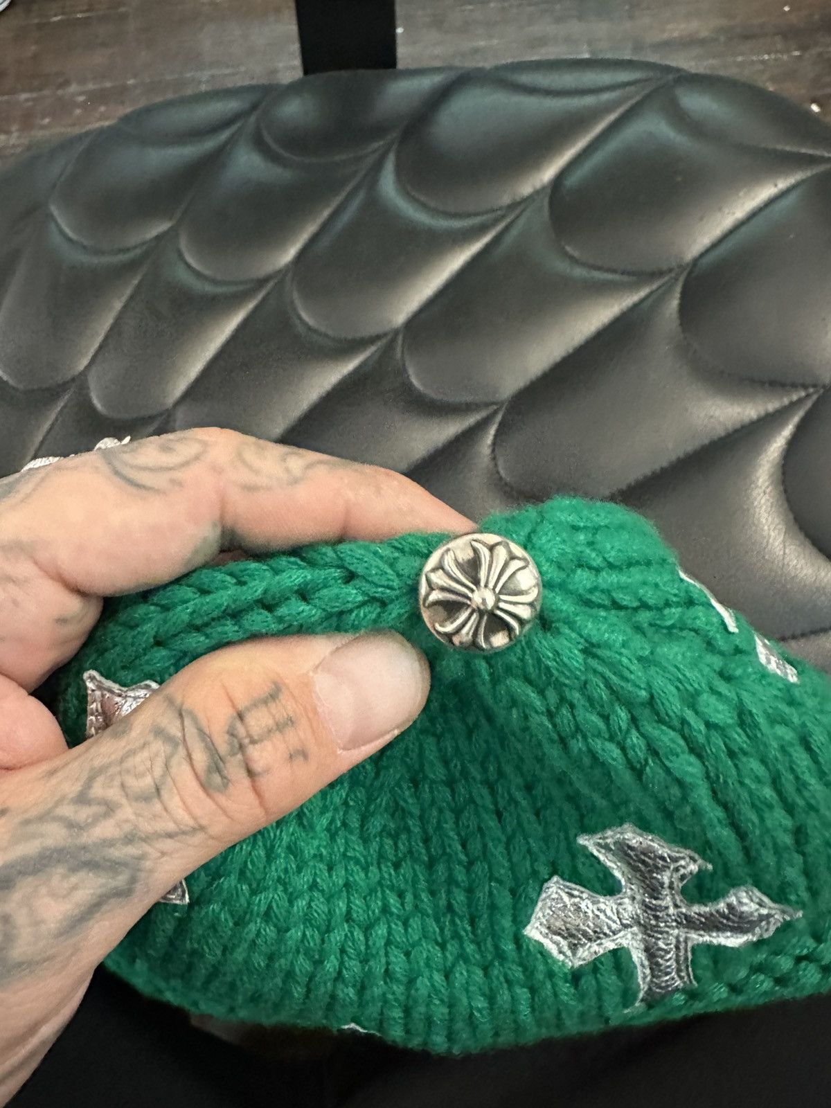 Chrome Hearts Chrome Hearts NEW 1/1 VIP Flooded Cross Beanie Hat Size ONE SIZE - 6 Thumbnail