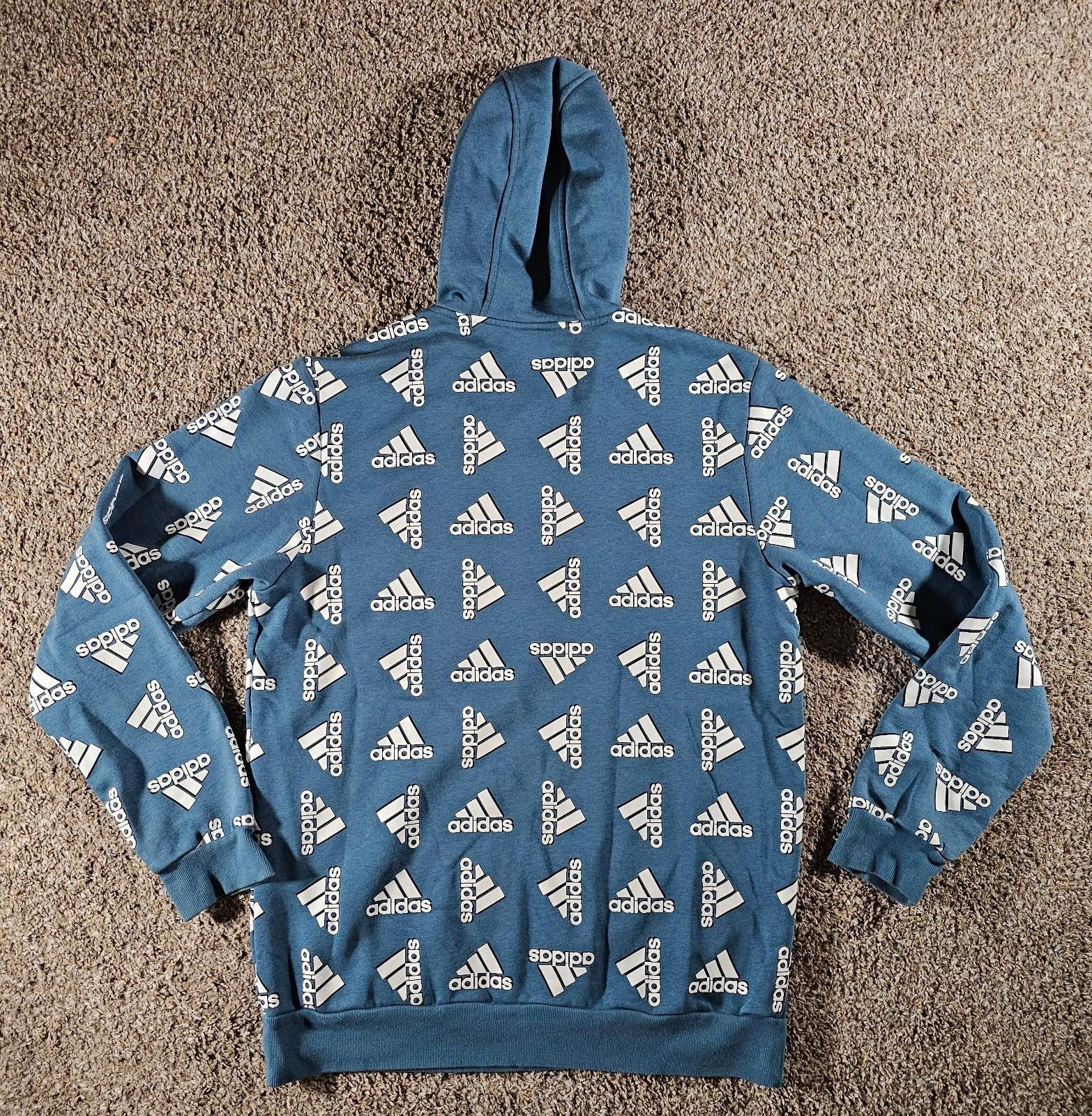 Adidas Adidas All Over Print blue Pullover Hoodie Sweatshirt Mens L Size US L / EU 52-54 / 3 - 8 Thumbnail