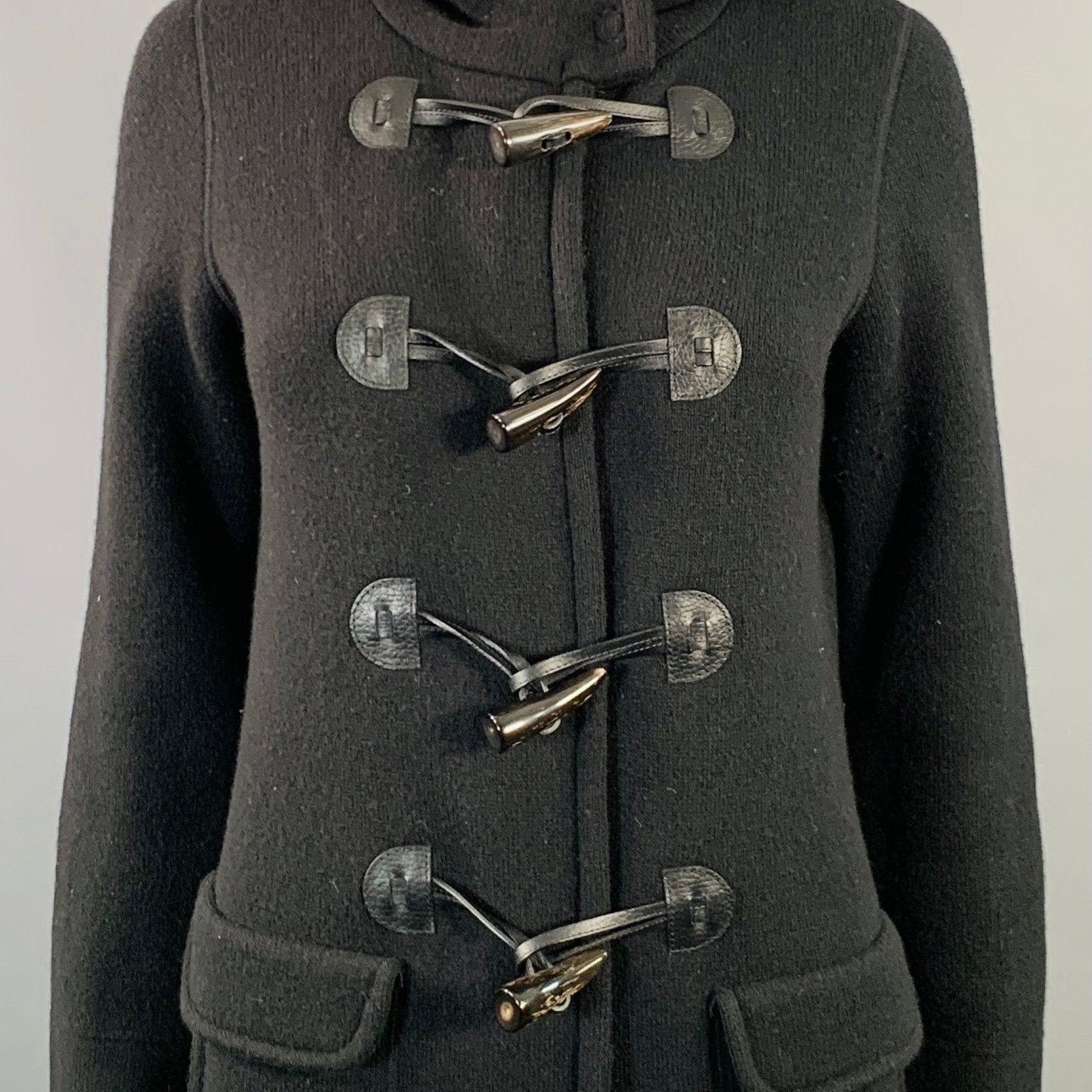 Other Size 4 Black Wool Cashmere Knit Hooded Toggle Closure Coat Size S / US 4 / IT 40 - 2 Thumbnail