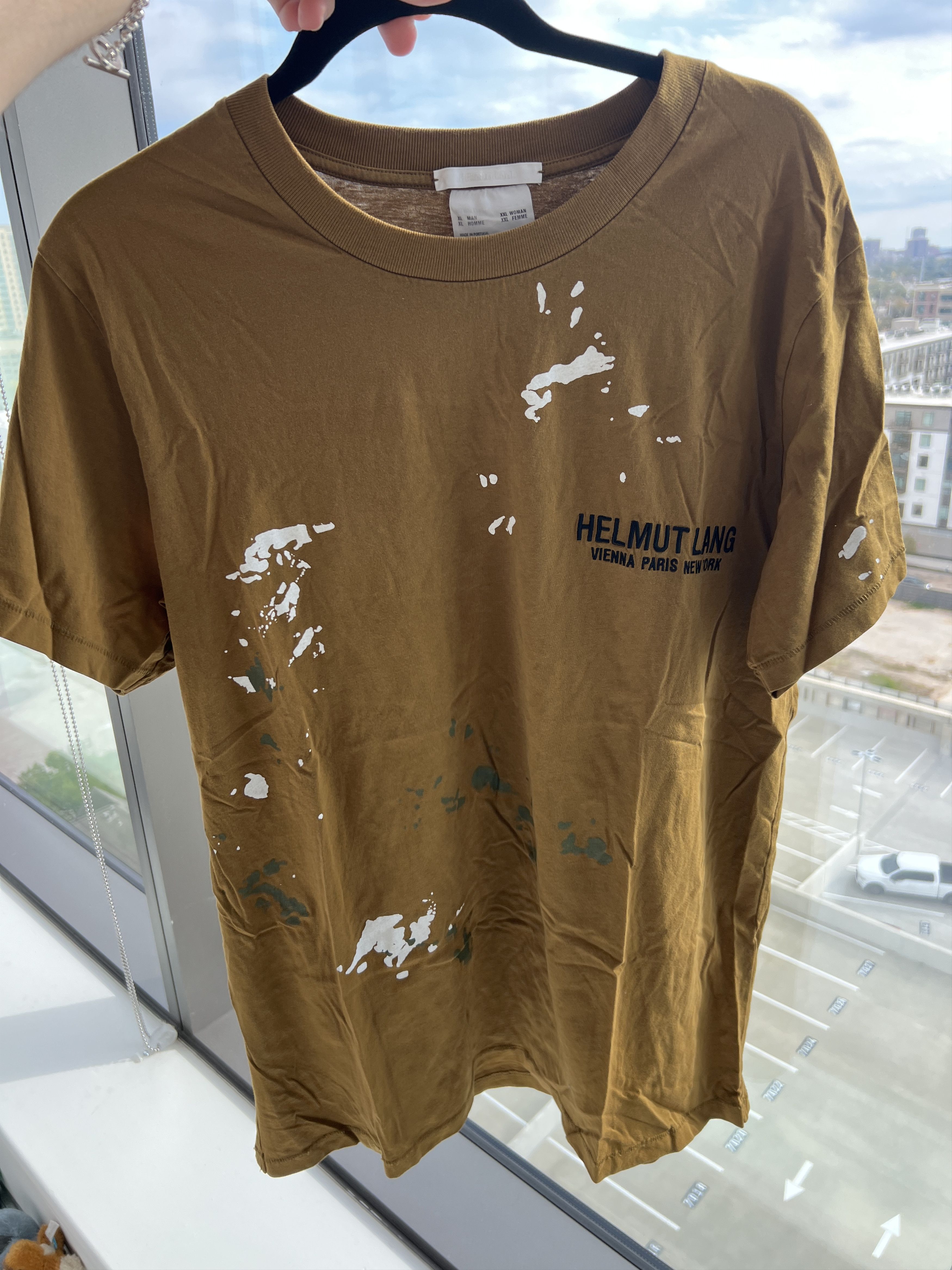 Helmut Lang Helmut Lang Brown Paint Splatter T Shirt Size US M / EU 48-50 / 2 - 1 Thumbnail